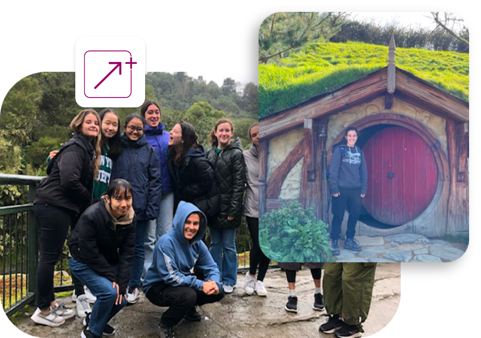 Due foto di un gruppo di ragazzi in Nuova Zelanda con il Select Plus Program